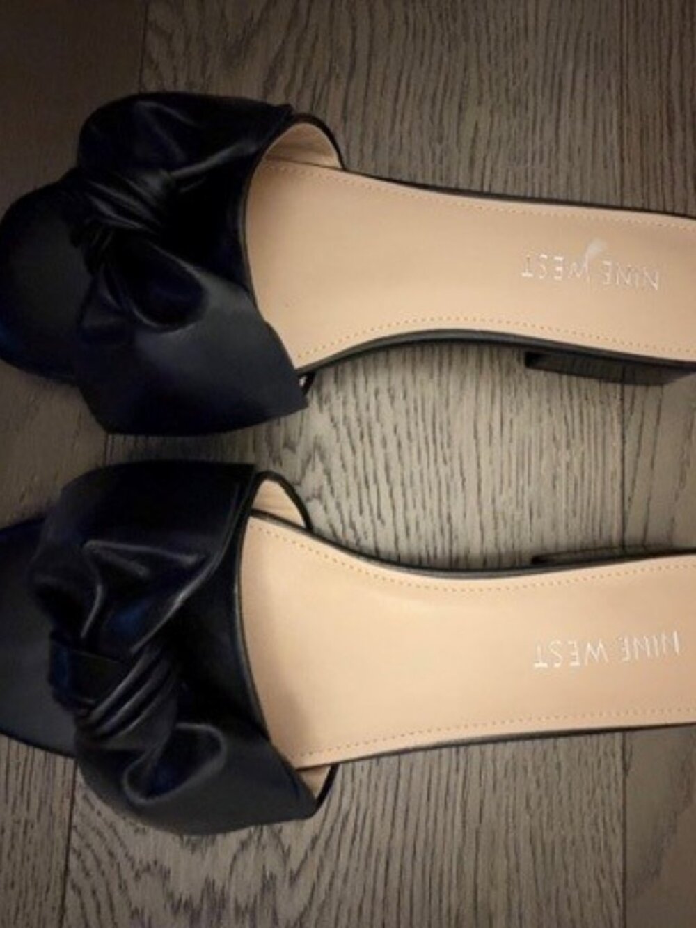 Nine West Black Knotted Slide Mules